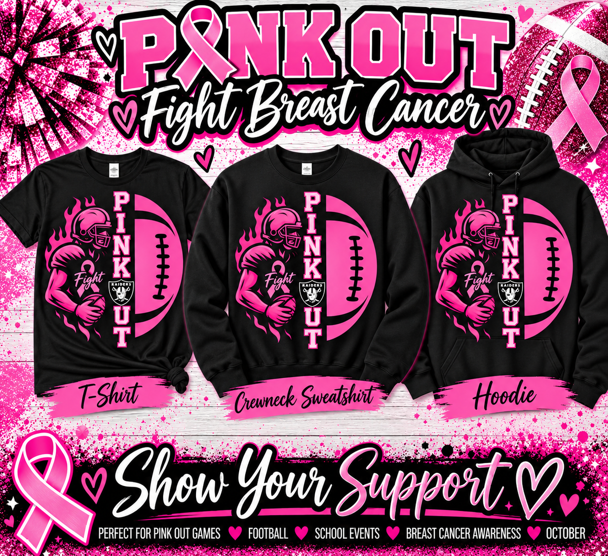 Raiders Pink Out Football – Fight Breast Cancer